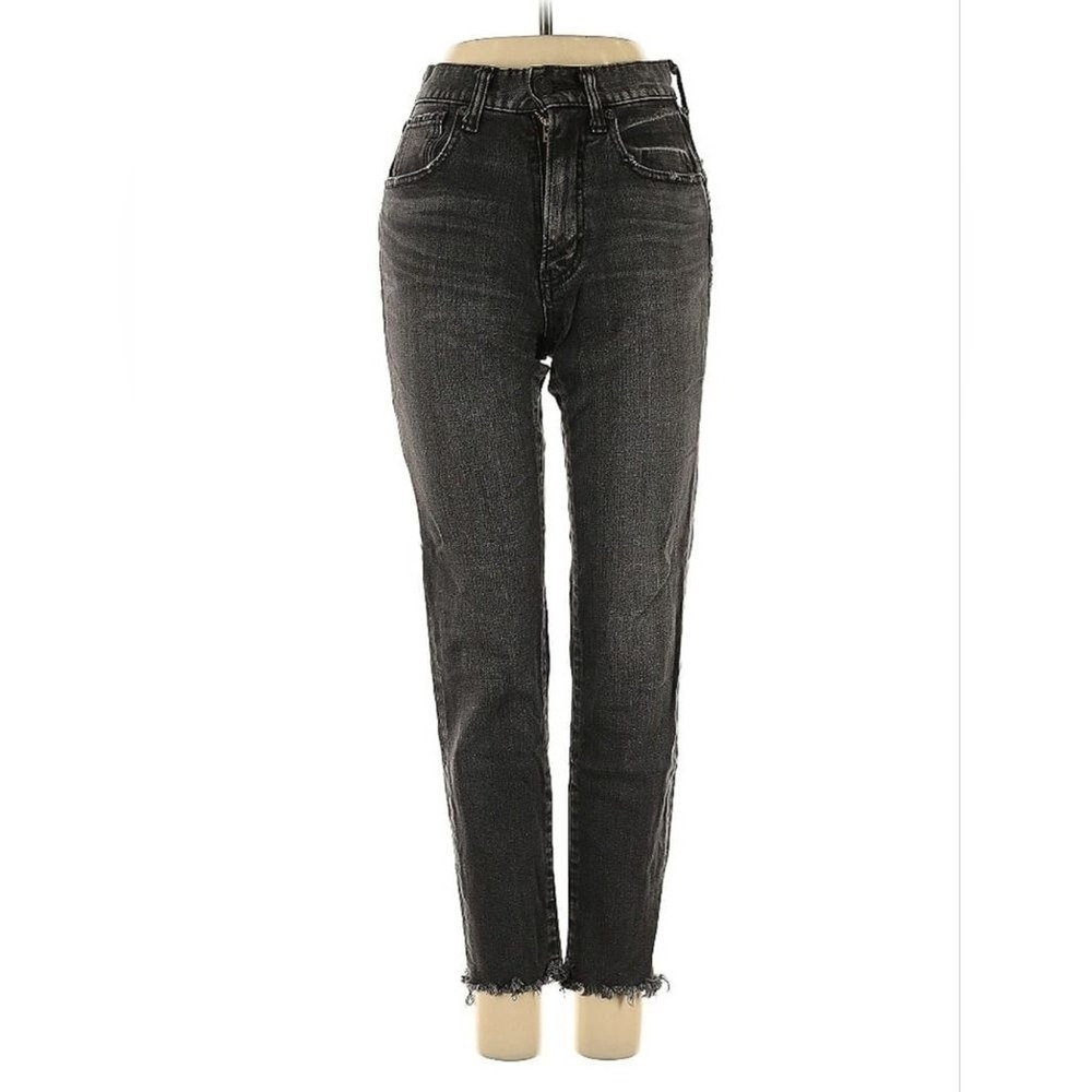 Moussy Vintage Jeans Women 24 Black High Rise Distressed Raw Hem Streetwear